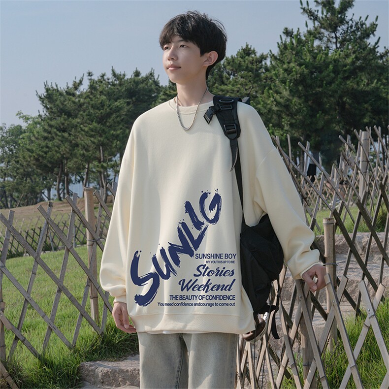 抖音品质秋季新款美式潮流仿棉圆领卫衣wycm4023-特批28控49,男装卫衣,星座605(原A050)