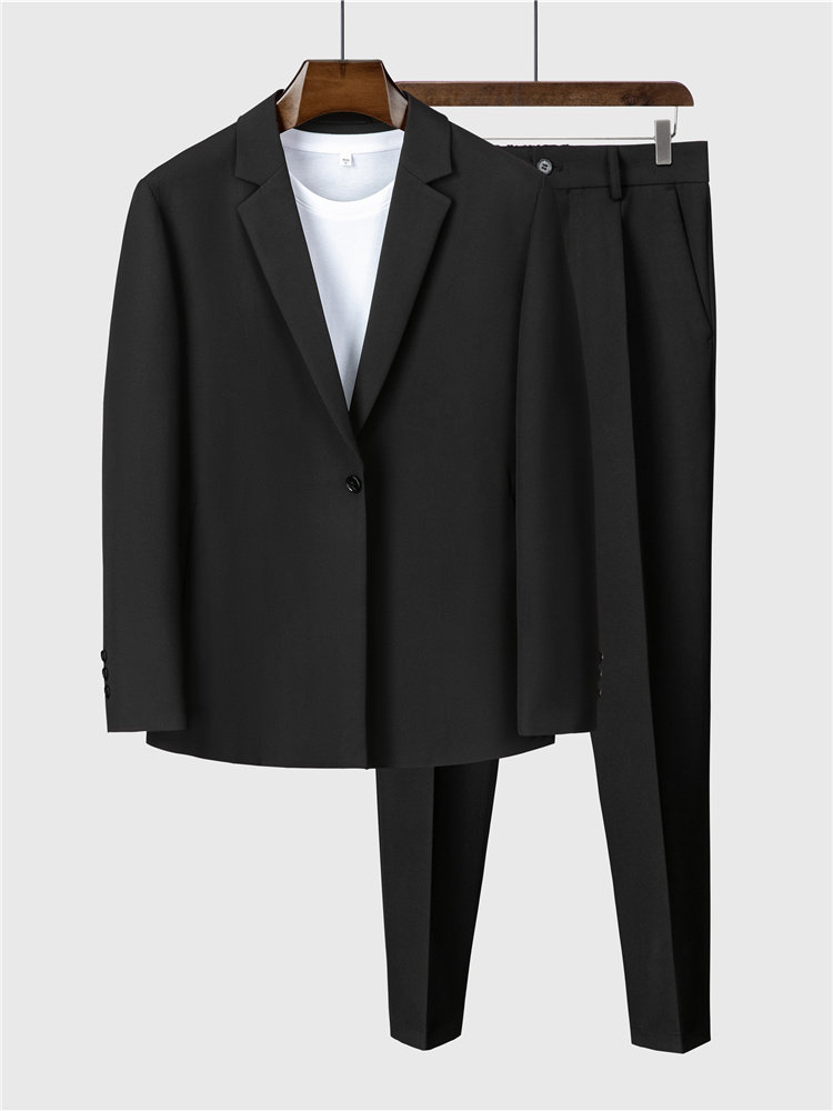 白色痞帅休闲男潮流宽松轻熟风西服套装男士网红外套秋冬季薄款，男装西服套装，星座505-2（原电商A260-1)