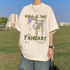 草地夏季宽松短袖T恤男潮T61105P25控38，男装T恤，电商A268A