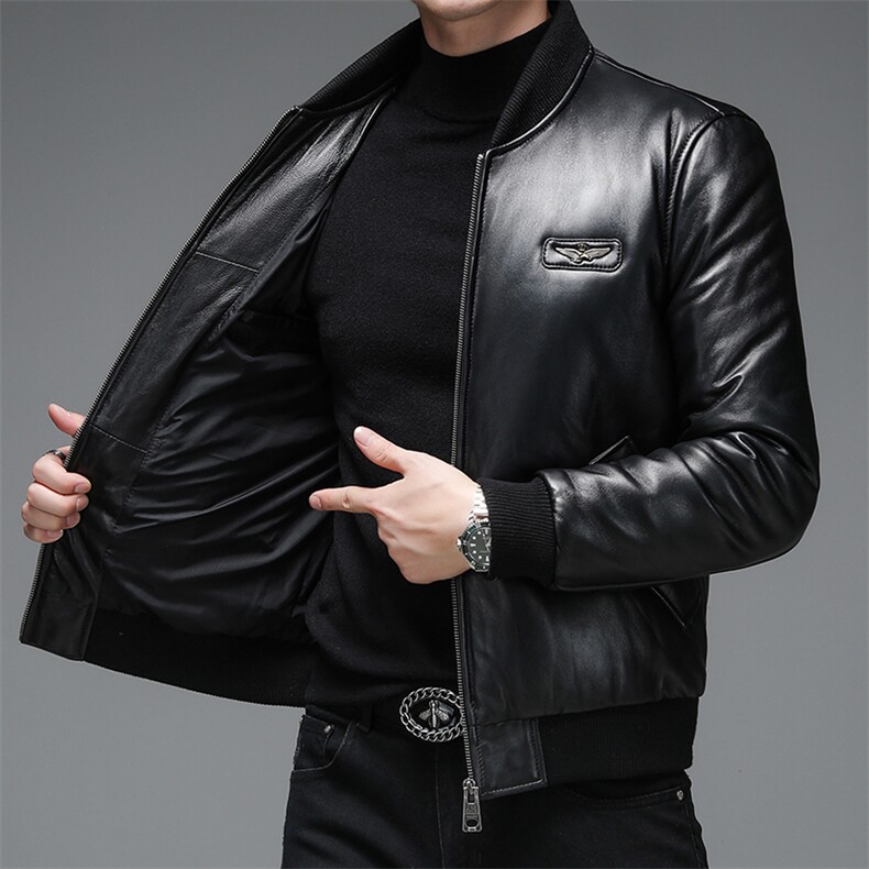 WL-C269海宁2023新款皮衣男绵羊皮外套棒球服潮简约夹克P720,男装皮衣,电商B360