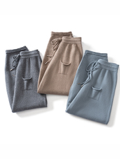 2025年秋季新款百搭女士系绳长袖宽松直筒裤，女装休闲裤，澳冬特羊绒