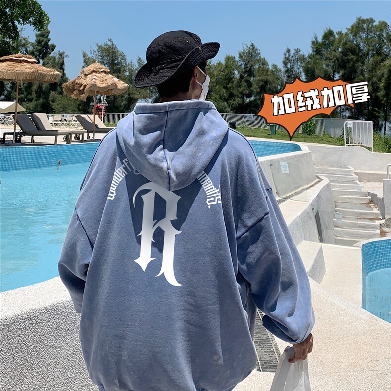 加绒新款港风宽松连帽套头卫衣X5677-常规P70控88-加绒P80控98,男装卫衣,电商A061-1