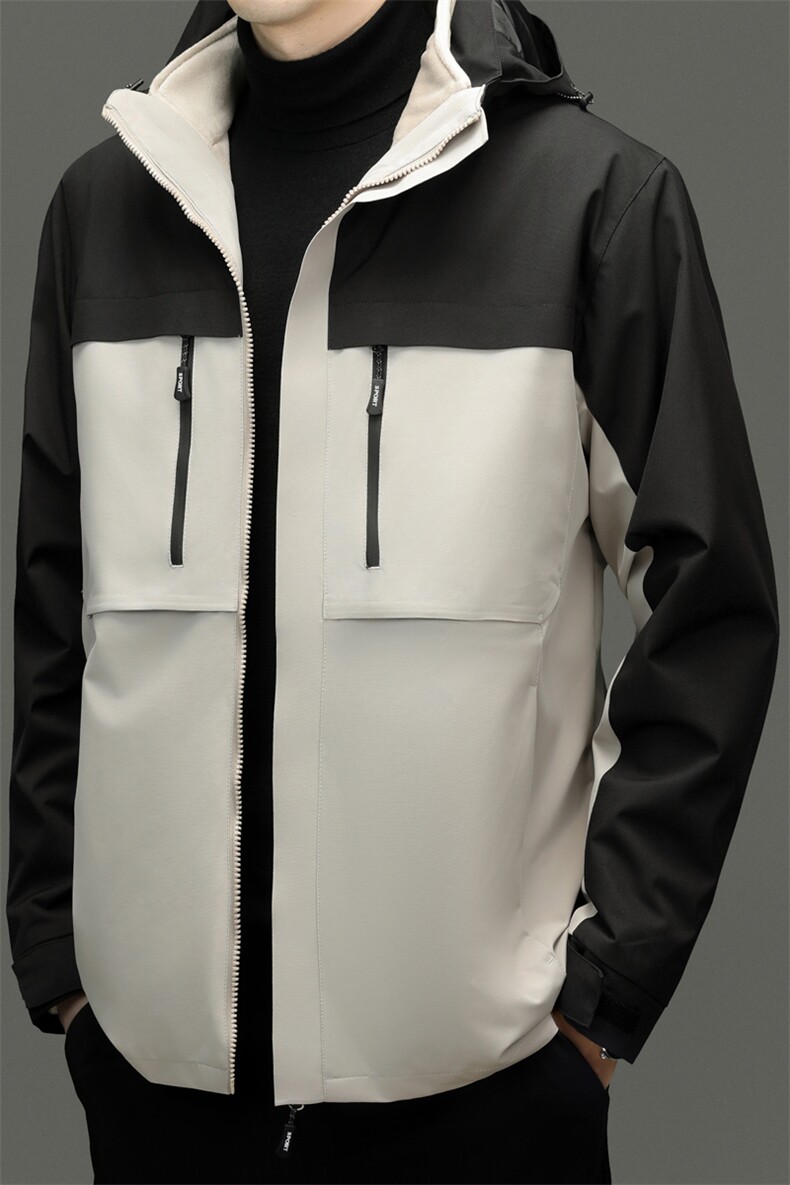 中老年冲锋衣男士2026秋冬季新款加绒保暖户外登山服休闲夹克外套,男装夹克,电商B212（原钱塘6029）