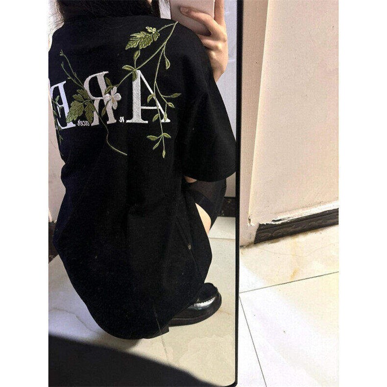 街头花卉刺绣廓形短袖T恤男女潮百搭圆领夏装上衣服L5803-P43,男装T恤,星座1008