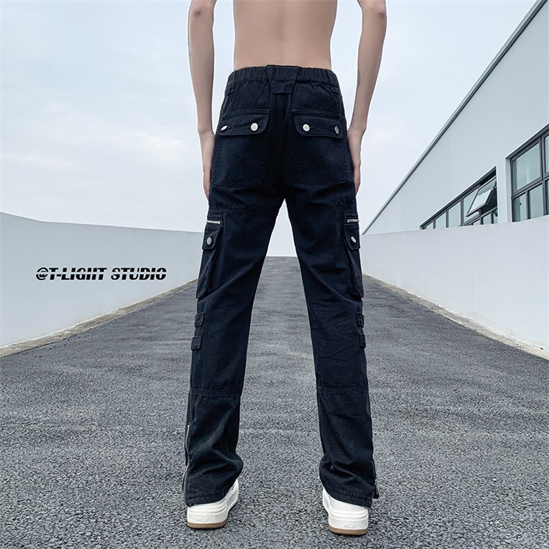 B221美式ins高街暗黑小众拉链工装休闲裤子LK23045-P75控98,男装休闲裤,电商B221