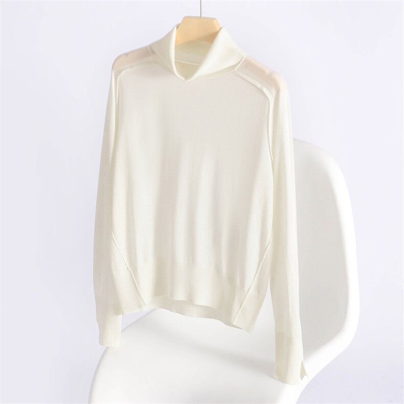 长袖修身毛衣女秋冬新款休闲百搭翻领套头纯色羊毛针织打底衫，女装羊毛衫，东远绒业