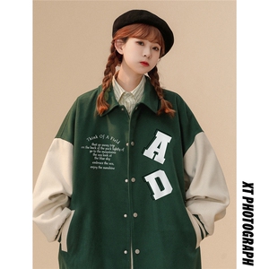 中性23春季时尚美式西海岸印花翻领棒球服夹克外套G604P85控108图片