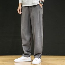 中国风男装亚麻休闲裤裤男复古大码棉麻哈伦裤子6008-1/K031/P75，男装休闲裤，电商A008