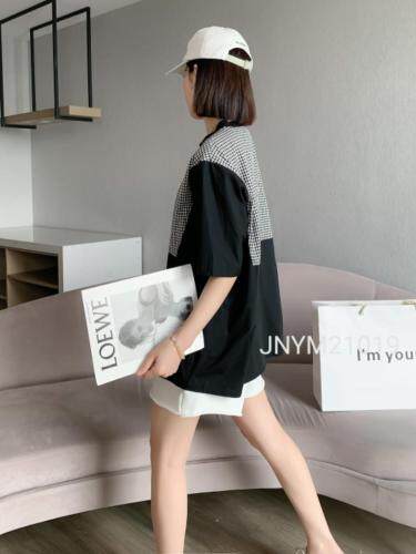 夏季新款、拼格子小衫，女装，简妮依魅