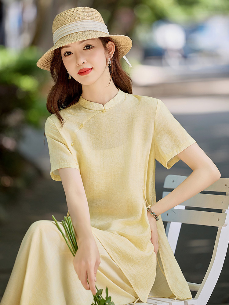 简约百搭新中式套装女2026夏季新款洋气减龄盘扣上衣阔腿裤两件套,女装套装/套裙,水衣源