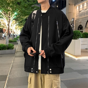 美式棒球服夹克男2024春秋款大码酷帅港风复古工装外套JK220-P75图片