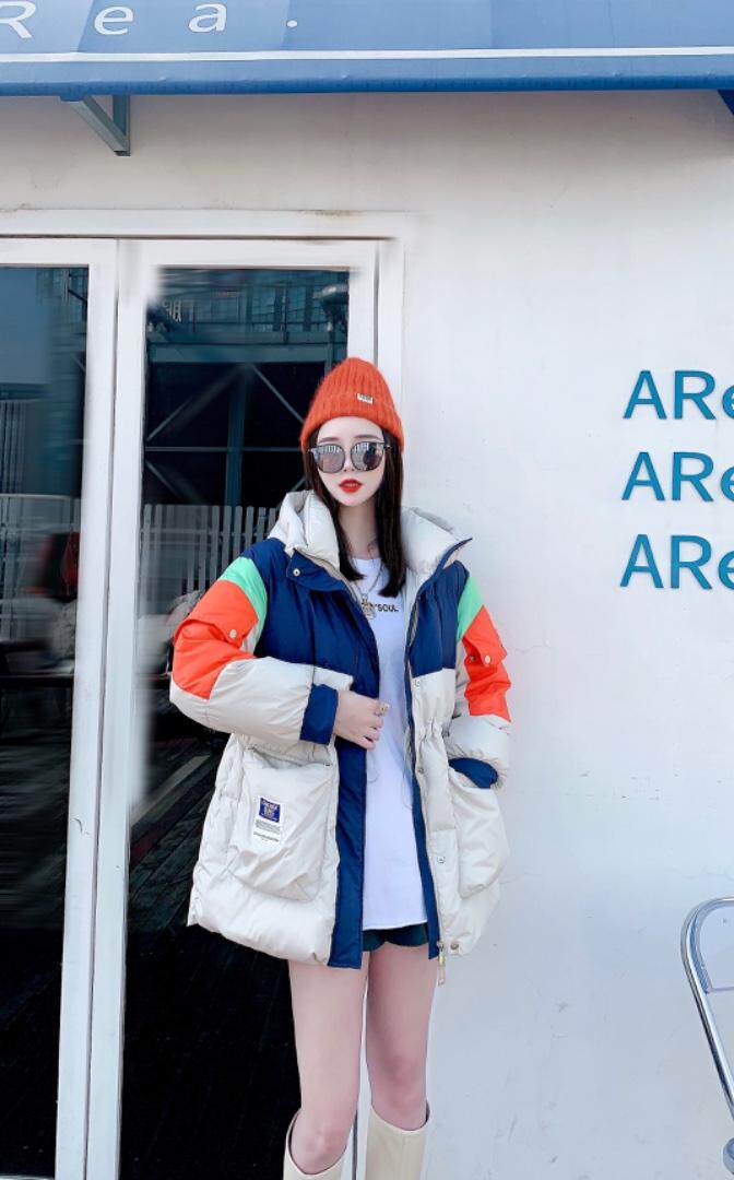 冬季新款撞色设计羽绒服，女装羽绒服，摩登风暴