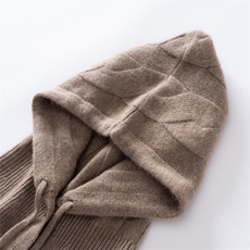 2025年秋季新款大绞花针织羊绒连帽时尚休闲通勤百搭，帽子，蒙娇羊绒