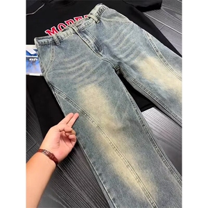微喇牛仔裤男款美式高街vibe裤子高腰弯刀显瘦直筒裤 L2142 P39图片