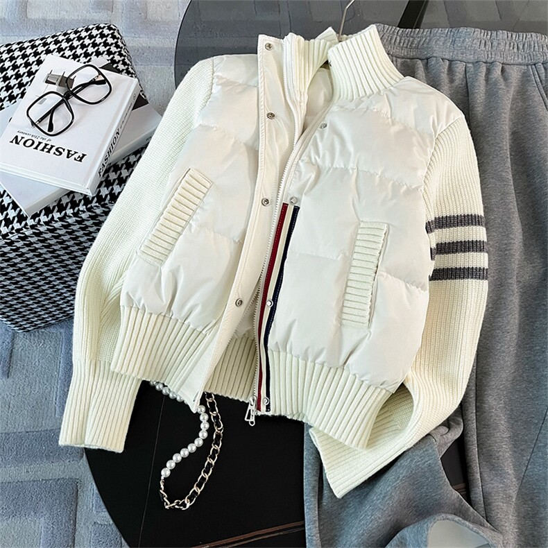 针织棉服超好看轻薄修身加厚短款外套图片