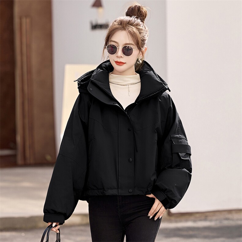 休闲保暖工装羽绒服女2024冬季新款小个子超好看派克服白鸭绒外套,女装羽绒服,依如秀(原杭风阁)