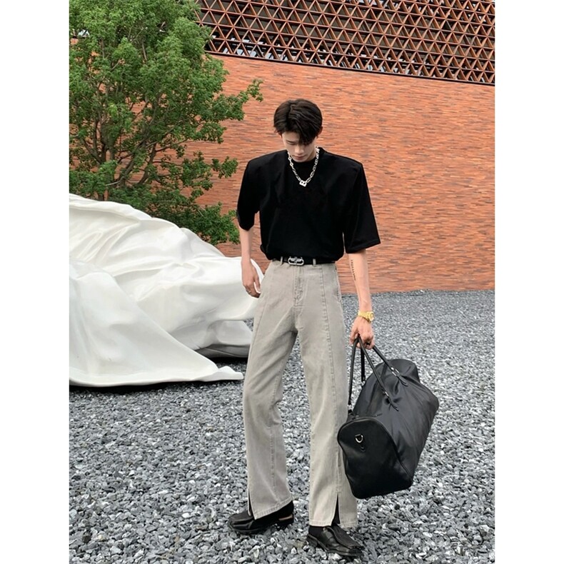光板垫肩T恤纯色纯棉重磅短袖（现货支持二开T2430-P23网图,男装T恤,星座1213