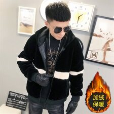 1仿皮草加绒棉服社会小伙加厚男棉衣保暖外套C301B-PC02，男装棉衣，电商C301B