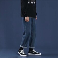 主推2023新款四季九分宽松直筒牛仔裤休闲百男女裤子k907--p35,男装牛仔裤,星座1008-1