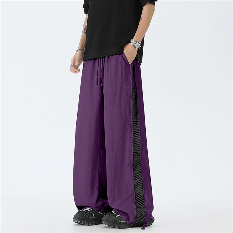 新款休闲裤直筒裤子男女阔腿裤网眼高街长裤中性纯色B578F-P39，男装休闲裤，电商A227A