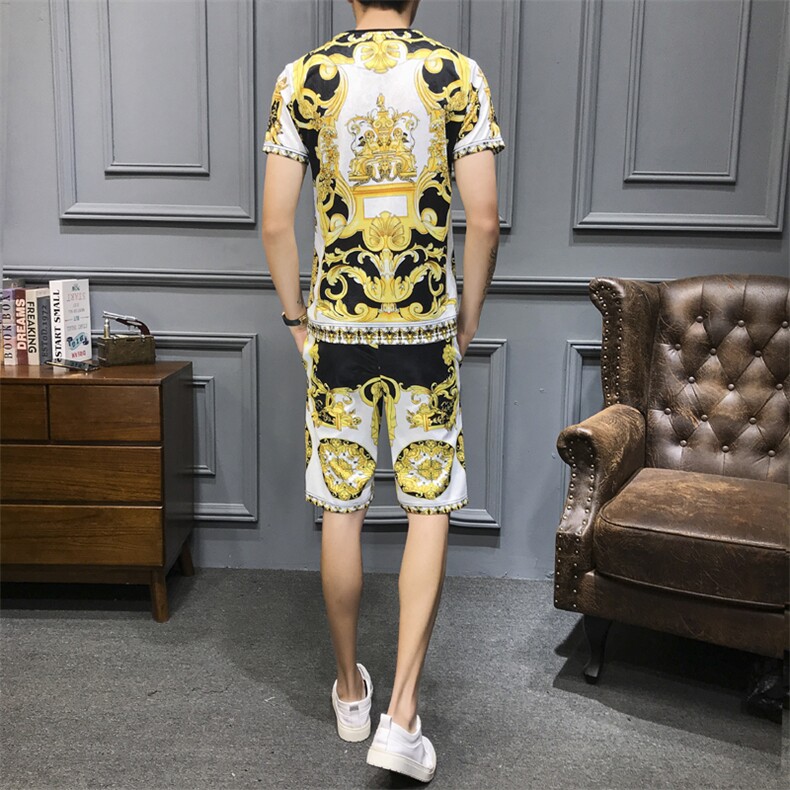 2021夏季新款冰丝短袖短裤男大码钱塘3029-9001真模,男装休闲套装,钱塘6006(原3029)