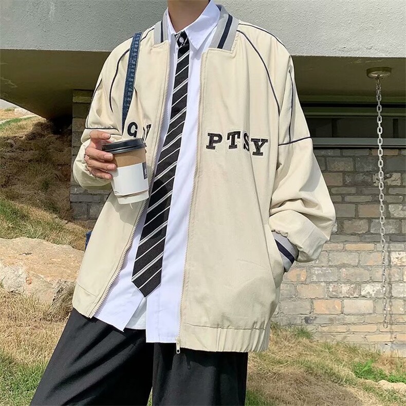 日系刺绣棒球服男港风宽松休闲潮流情侣装运动服外套W1231-P55,男装夹克,星座512-2