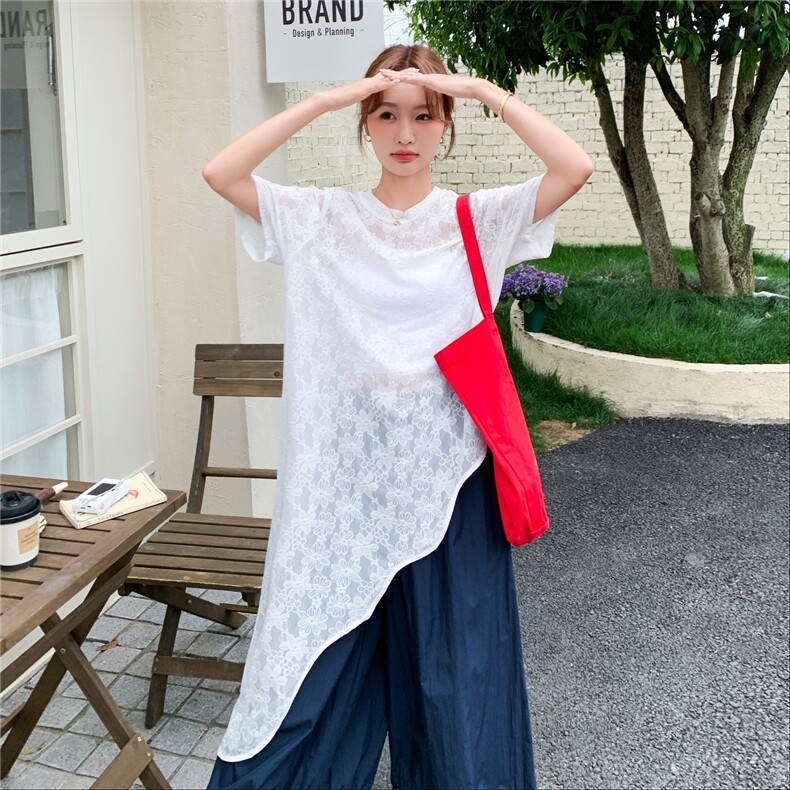 夏季阔腿裤蕾丝短袖衫时尚两件套女,女装套装/套裙,浙宝069