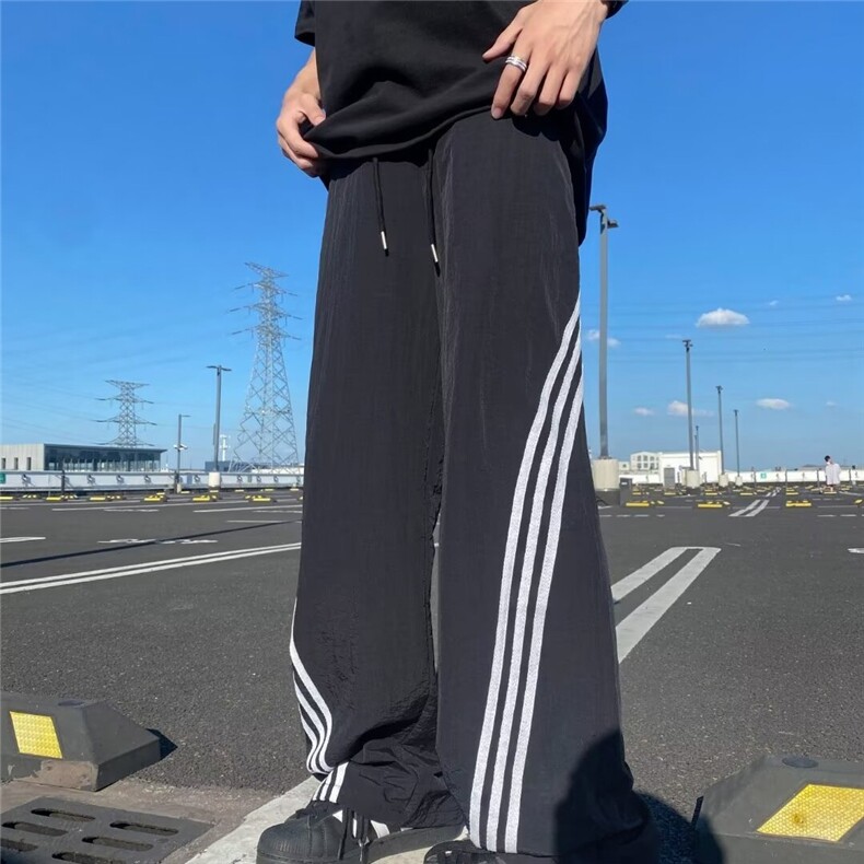 美式三条杠速干裤男春秋季潮牌透气情侣休闲裤宽松百搭运动长裤子,女装休闲裤,星座218-1（原230）