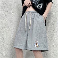 HD74239-P22华夫格短裤男大码宽松五分裤男直筒中裤，男装休闲裤，电商A040