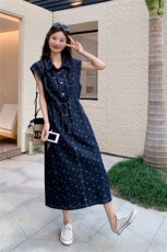 【大量现货】短袖牛仔连衣裙女2025夏季新款2C227/2556/P150K208，女装连衣裙，2C227