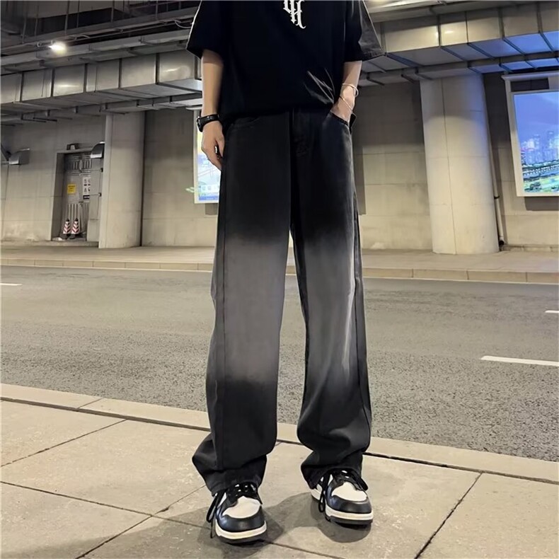 美式vibe裤子高街水洗牛仔裤男设计感小众拉链裤TG11P38,男装牛仔裤,星座1116-2