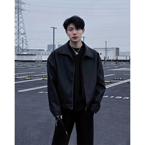 cleanfit黑色美式痞帅皮衣外套男春季短款高级感机车服潮牌皮夹克图片