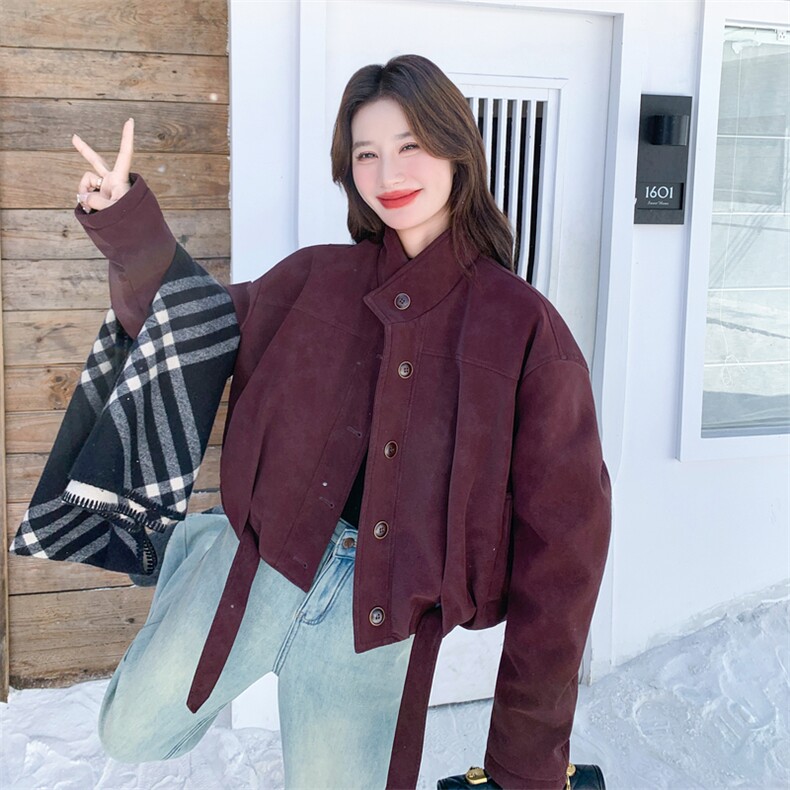 复古氛围感立领派克羽绒服女冬季2025新款设计感休闲时尚短款外套,女装羽绒服,2C196