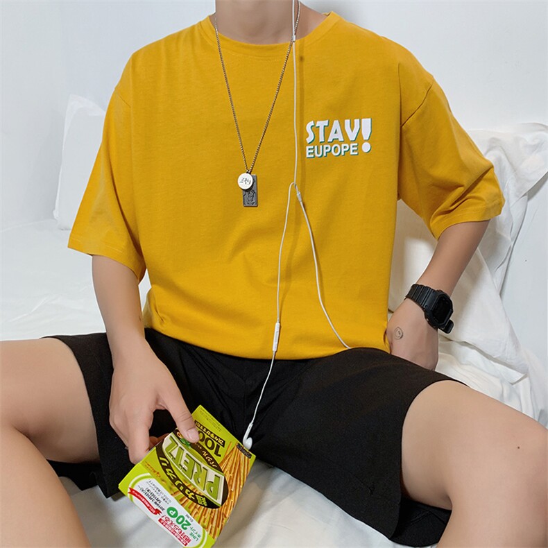 2021夏季新款港风潮流韩版宽松情侣字母印花男装短袖T恤T84-P30,男装T恤,电商A009A（原A058A）