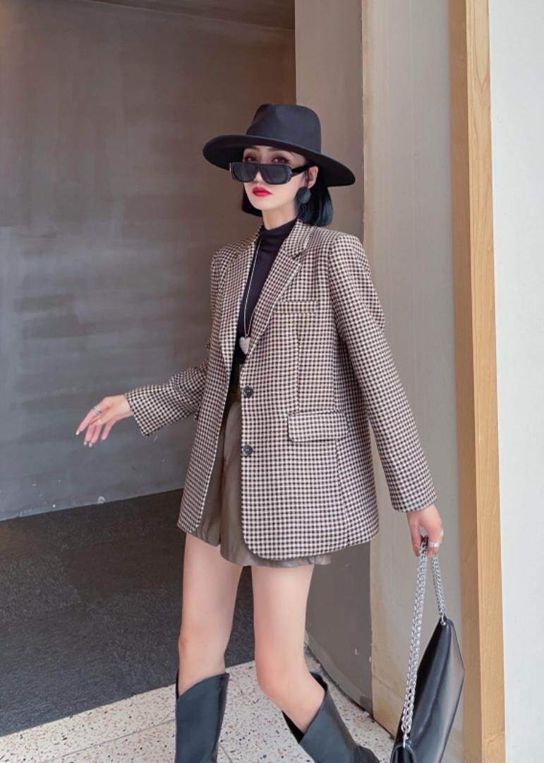 格子腰带外套，其它，秋莎明月