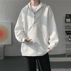WY10181-特P55加绒特65重磅美式连帽大码卫衣半拉链外套男，女装短外套，电商A059
