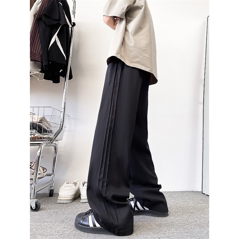 K153/P45高品质冰丝垂感美式条纹休闲裤男潮直筒百搭宽松大码西裤，男装西裤，电商基地A050