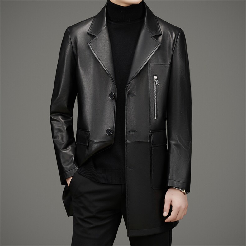 DLSN-G22001海宁皮衣男小牛皮风衣外套韩版修身商务男装P1250，男装皮衣，电商B360