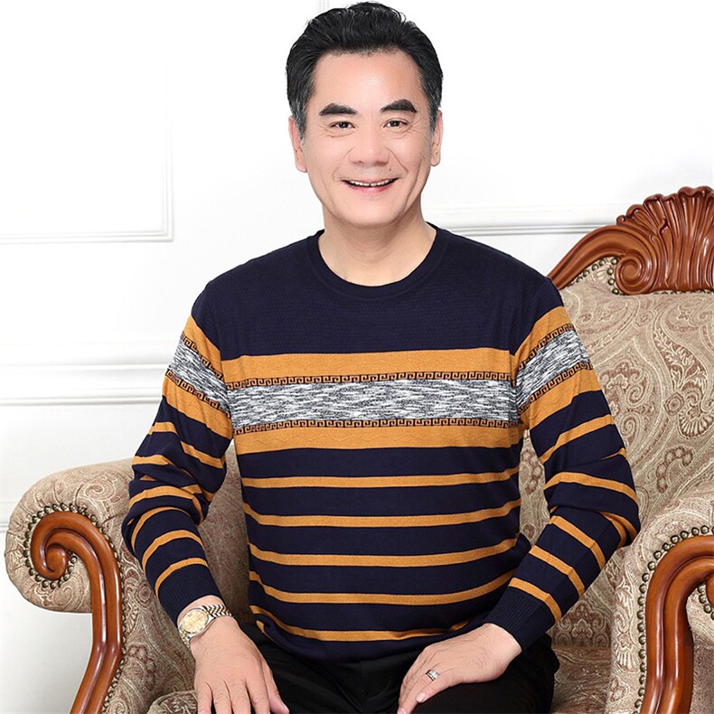 中老年t恤男长袖春秋季薄款翻领卫衣中年爸爸男装秋装上衣polo衫图片