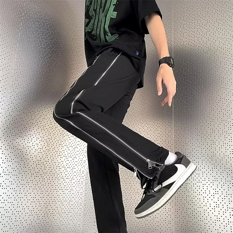 欧美拉链裤子高街ins潮美式vibe风休闲长裤男宽松直筒BK808-P43,男装休闲裤,星座1109-3