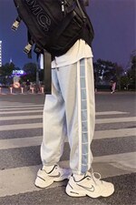 秋季运动裤子男韩版潮流宽松束脚港风ins百搭超火卫裤K1479-P28，男装休闲裤，星座512-4
