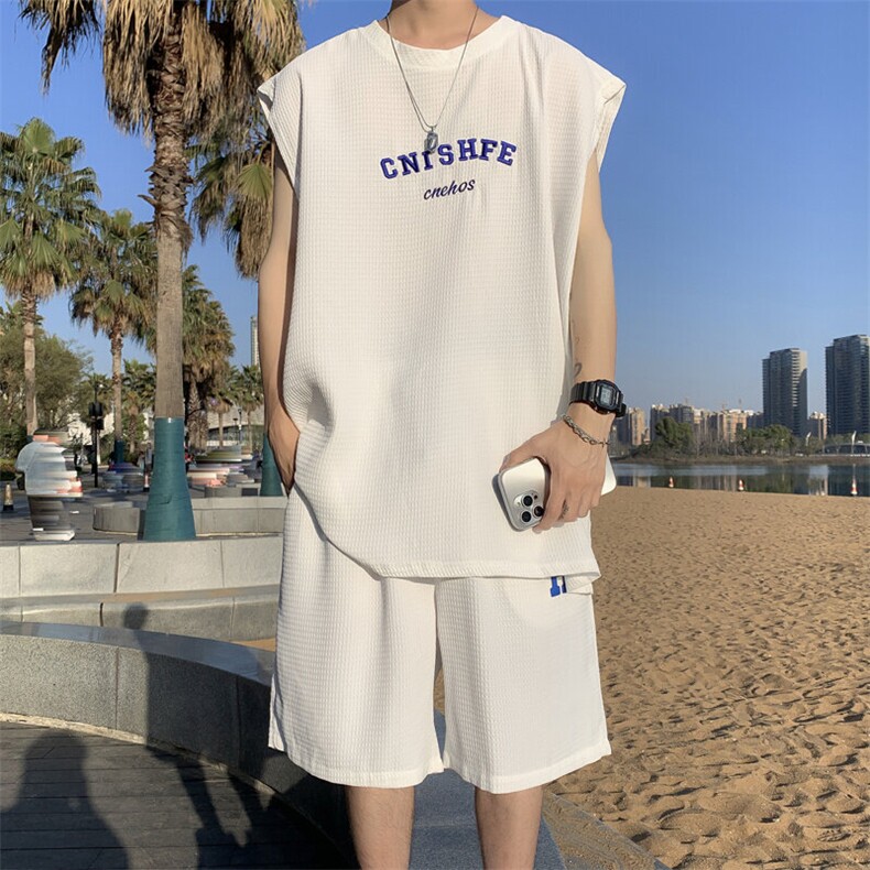 C523P39青年夏装休闲运动套装时尚百搭男生背心休闲服,男装休闲套装,星座512-6