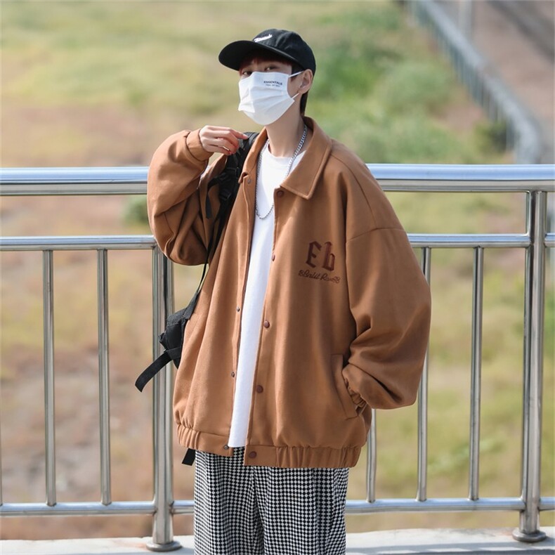 2024春秋季新款翻领简约休闲纯色复古夹克外套男情侣W06/P55,男装夹克,星座506