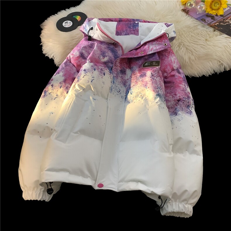 XZ-230-1MY705冬款平铺简约轻奢水墨扎染休闲连帽棉服P118控158,男装棉衣,星座230-1