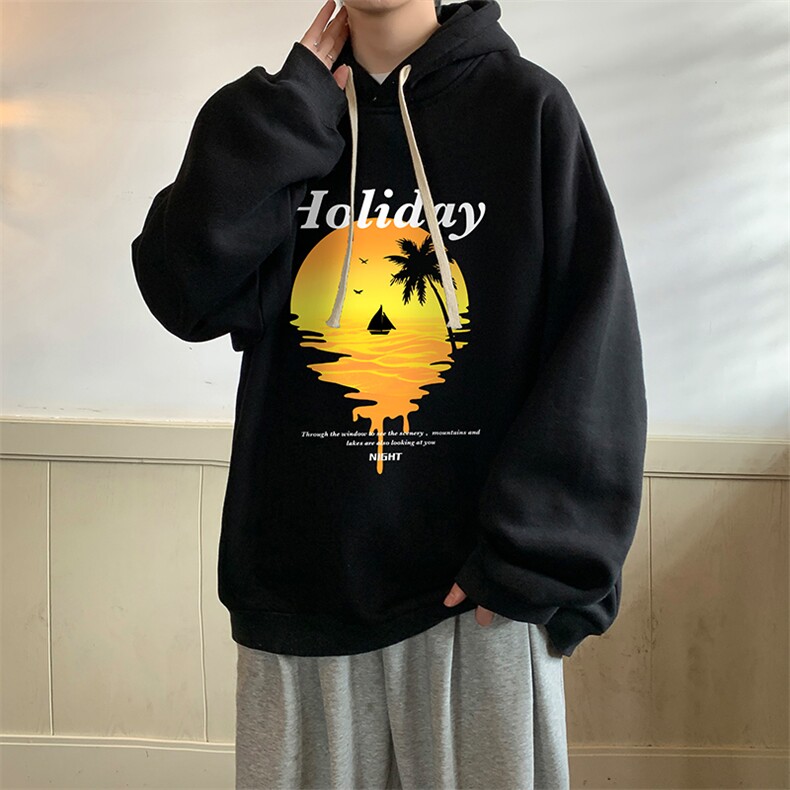 纯棉连帽卫衣男大码运动帽衫宽松薄WY2266-P35加绒款-P40,男装卫衣,电商A040