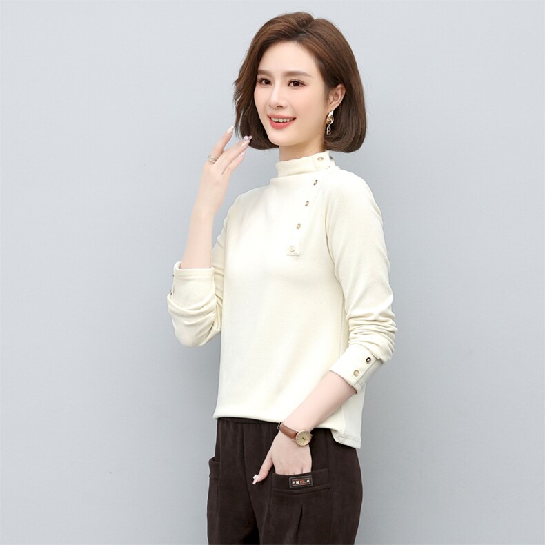 时尚半高领长袖打底衫女冬季新款加厚保暖针织衫修身显瘦上衣,针织衫/毛衣,涵誉
