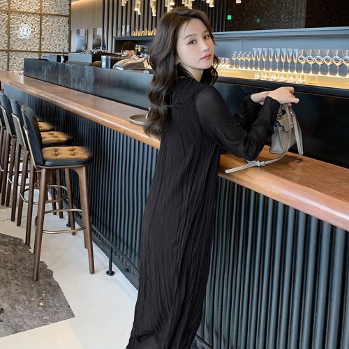 清冷松弛感绝美白色连衣裙女春秋超火好看高级感小众独特漂亮长裙,女装连衣裙,浙宝305