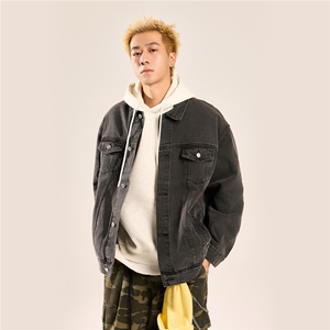 男士净版水洗翻领多口袋潮流牛仔夹克情侣款外套 N601/P105图片
