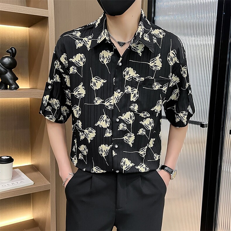 CS538-P452025夏季时尚男士短袖衬衣百搭痞帅青年衬衫,男装T恤,星座507A（原星座306B-2）