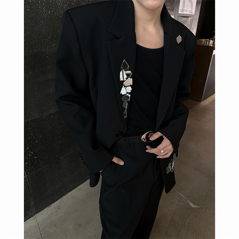24设计感破碎镜面重工亮片男士西服外套XZ66-P155图片
